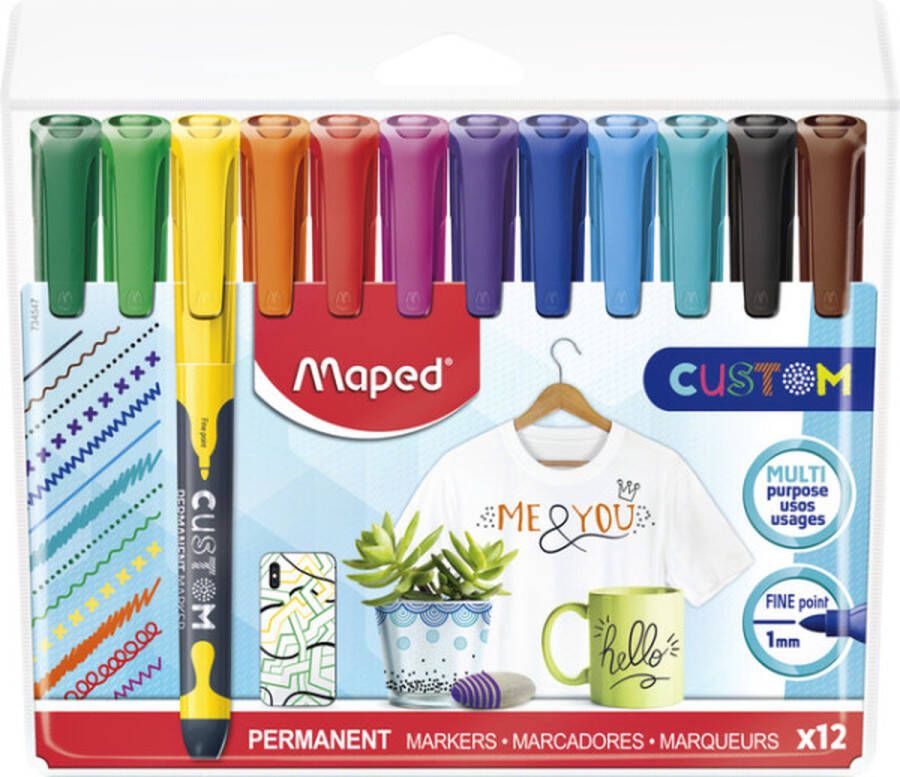 Maped Office Viltstift Maped Custom set á 12 kleuren