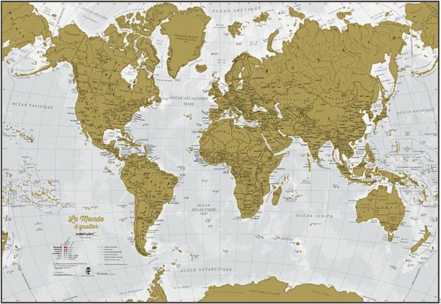 Maps International Kras de Wereld Franse uitvoering met luxe afwerking