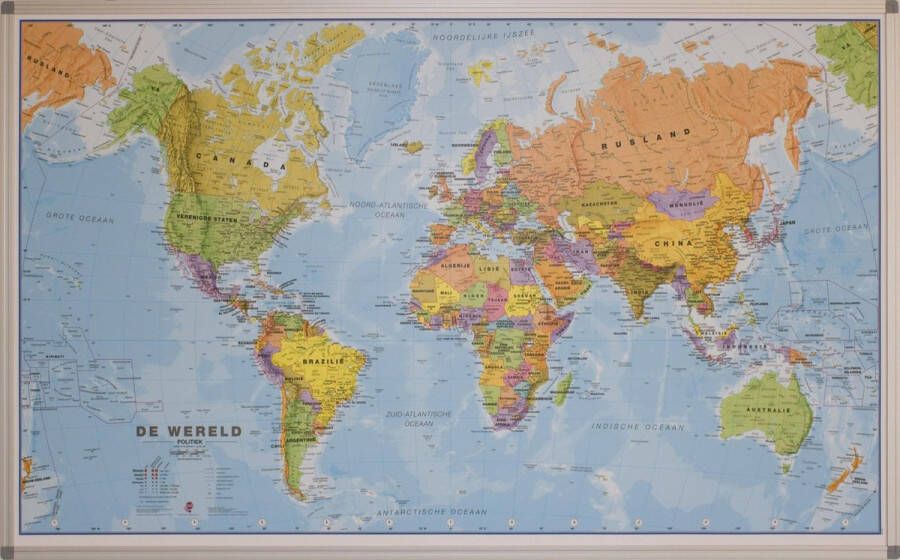 Maps International Magneetbord Wereld kaart politiek 1 30M 85 x 136 cm