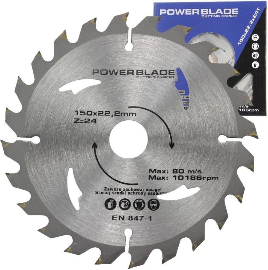 Mar-pol Zaagblad cirkelzaagblad voor hout 150 mm x 22.2 mm met 24 T-tanden