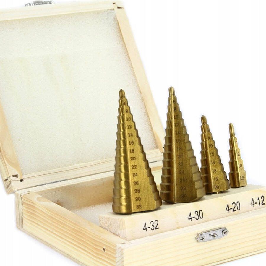 Mar-pol Stappenboor set 4-12mm 4-20mm 4-30mm 4-32mm HSS Staal Trappenboor set Verzinkboor