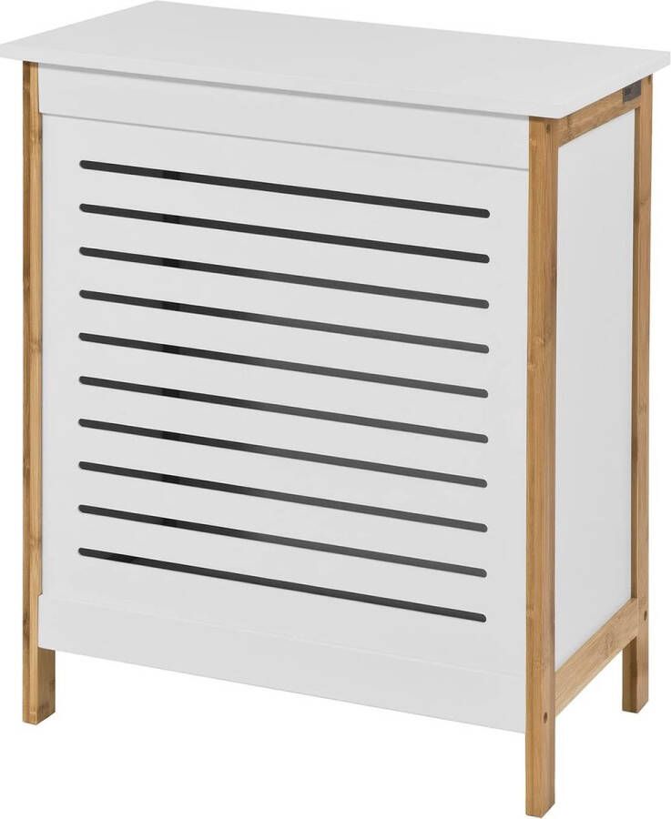 MARA Badkamerkast Opbergkist Wasmand Wasbox Wasverzamelaar met deksel Wit MDF 50 x 38 x 60 cm