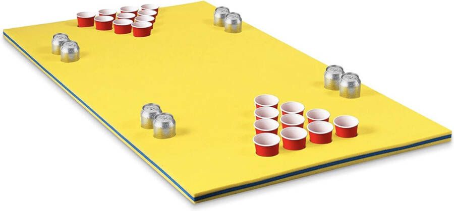 MARA Beerpong Luchtbed Bierpong Zwembad Watermat Zwemmat Drijvend bed Speelgoed Zwembad Voor Volwassenen Drankspel Oranje 176 x 90 x 3 5 cm