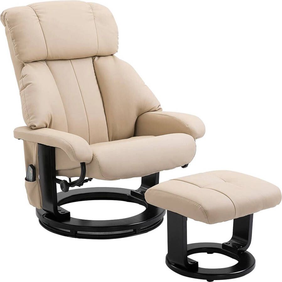 MARA Massagestoel Fauteuil TV fauteuil Massagefunctie Inclusief kruk massage Timerfunctie Beige 76 x 80 x 102 cm