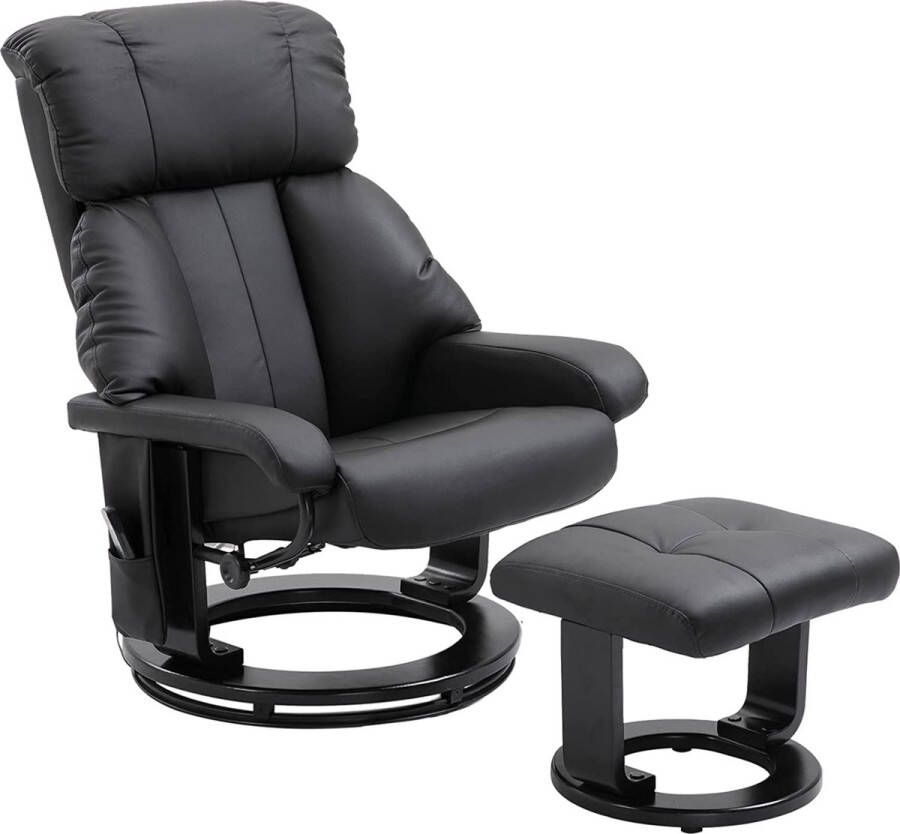 MARA Massagestoel Fauteuil TV fauteuil Massagefunctie Inclusief kruk massage Timerfunctie Zwart 76 x 80 x 102 cm