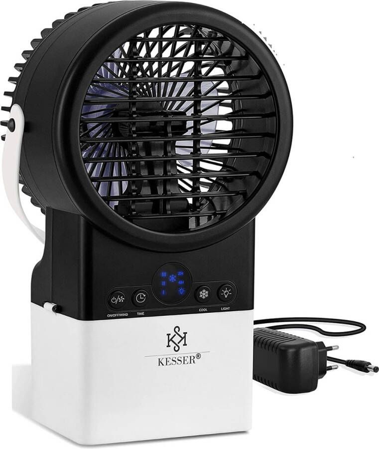 MARA Mobiele Airconditioning Mini-airconditioner 7 LED kleuren Ventilator Waterreservoir Timer 3 standen -Luchtkoeler Draagbaar Zwart 17 x 12.5 x 29.5 cm