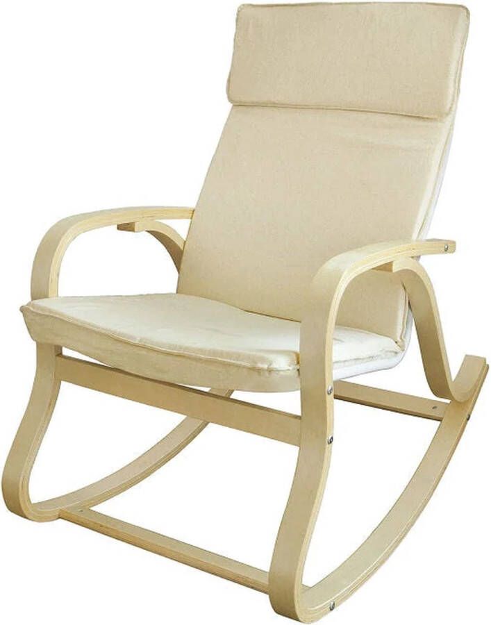 MARA Relaxfauteuil Schommelstoel Relaxstoel Comfortabel Beige 90 x 65 x 96 cm
