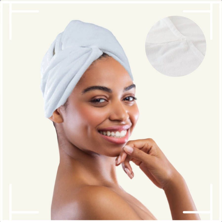 MARBEAUX Haarhanddoek Hair Towel Hoofdhanddoek Microvezel Badstof Creme Handdoek