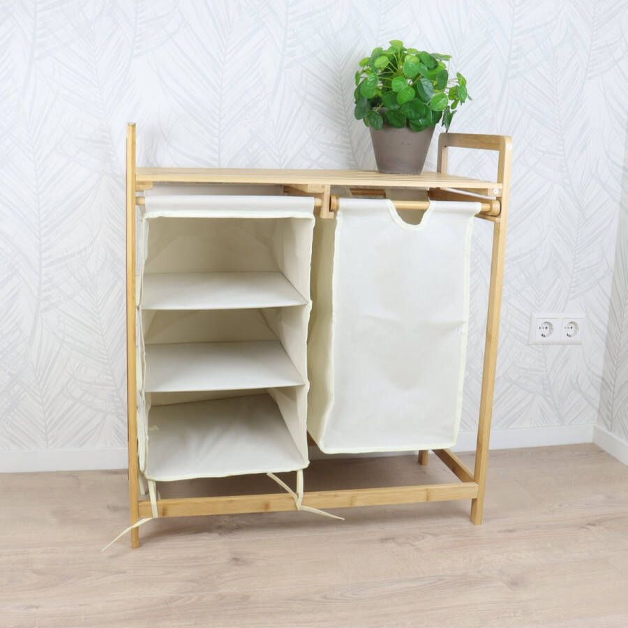 MARBEAUX Wasmand Bamboe Badkamer Organizer Hout 77x69 5x38cm