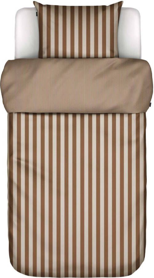 Marc O'Polo Classic Stripe Dekbedovertrek Toffee brown Eenpersoons – 140x200 220 cm