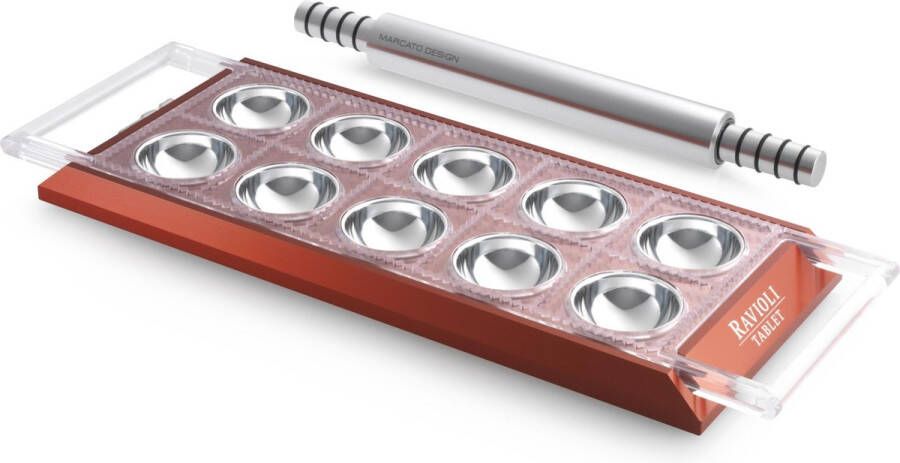 Marcato Ravioli Maker met Deegroller Rood 10 Vaks