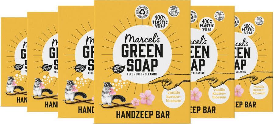 Marcel's Green Soap Handzeep Bar Vanille & Kersenbloesem 6 x 90 gram