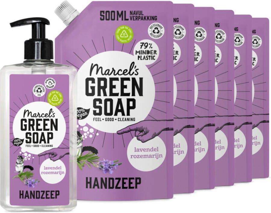 Marcel's Green Soap Handzeep Lavendel & Rozemarijn 500 ml + 6 Navullingen Pakket