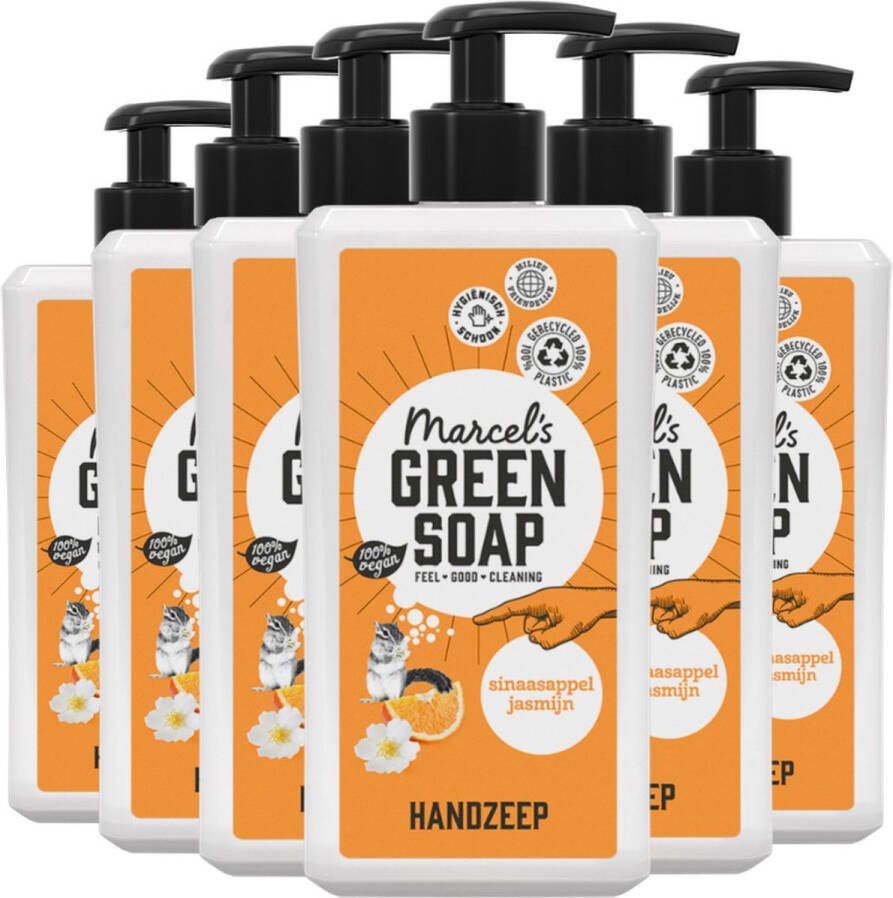 Marcel's Green Soap Handzeep Sinaasappel & Jasmijn 6 x 500 ml