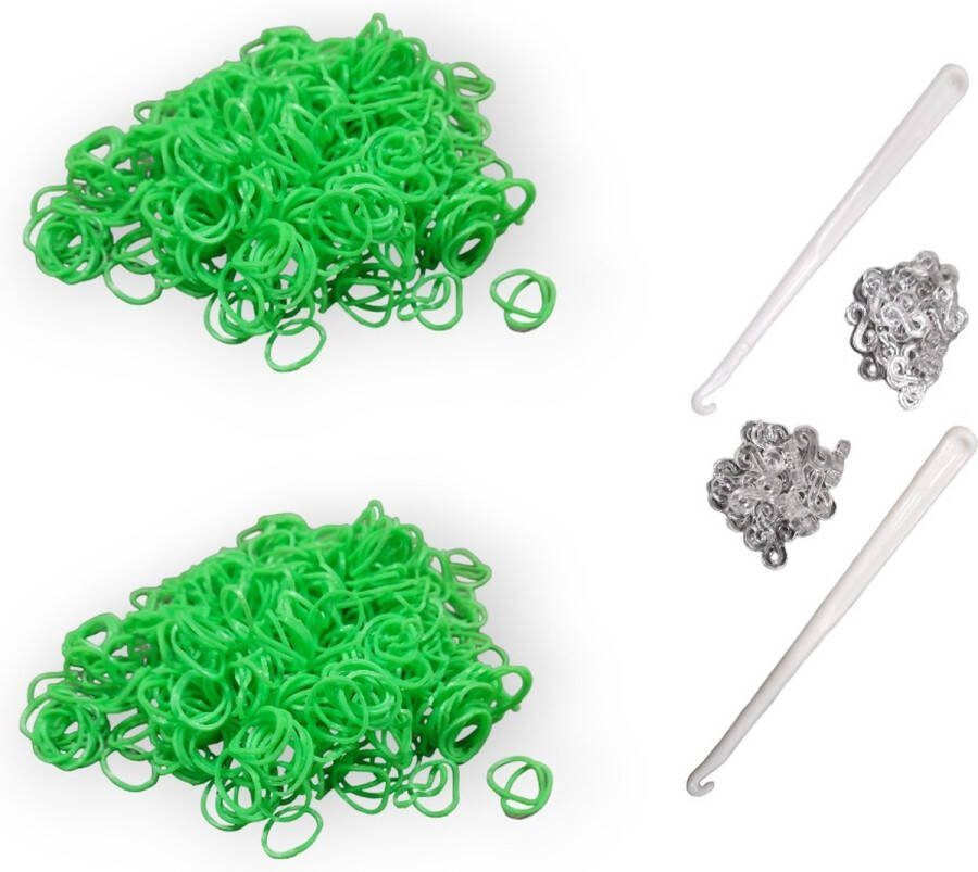 Marcus Gerardo 1200 loombandjes met 2 weefhaken en S-clips Groen