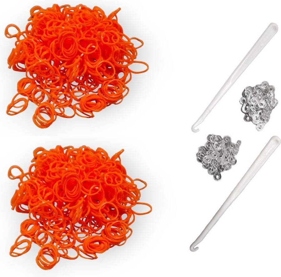 Marcus Gerardo 1200 loombandjes met 2 weefhaken en S-clips Oranje