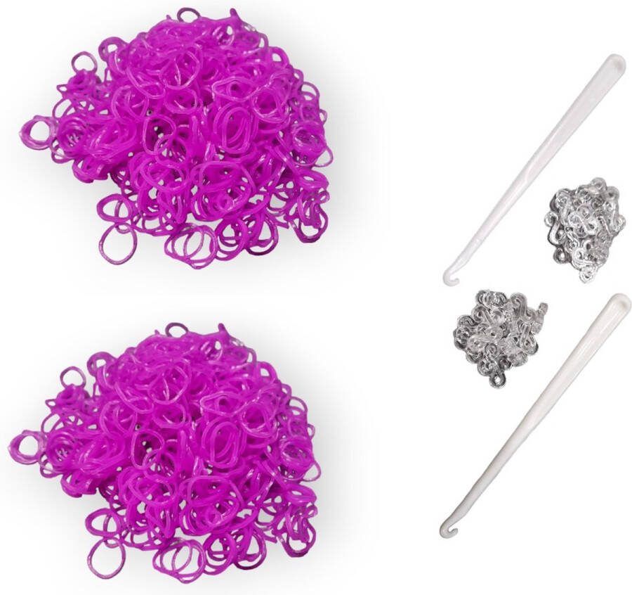 Marcus Gerardo 1200 loombandjes met 2 weefhaken en S-clips Paars