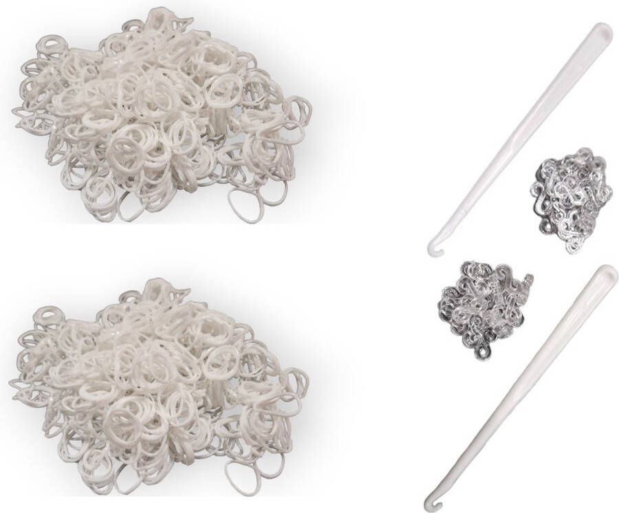 Marcus Gerardo 1200 loombandjes met 2 weefhaken en S-clips Wit
