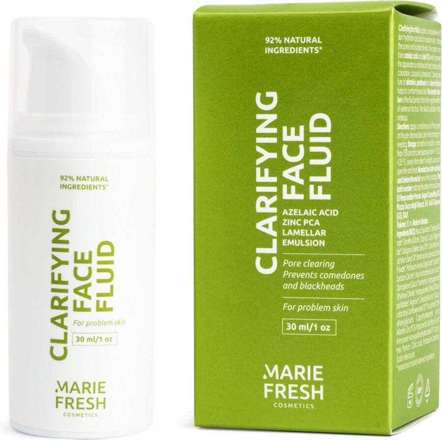 Marie Fresh Cosmetics Clarifying face fluid Anti Acne Postacne Hydraterend Onzuivere huid Gezichtscrème met Aloe gel Vitamine E 30 ml