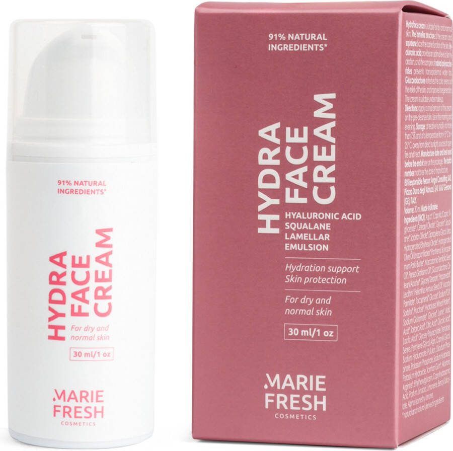 Marie Fresh Cosmetics Dagcrème Droge huid Hydraterende Crème Moisturizer Normale & Droge Huid Dagcrème Nachtcreme Gezichtscrème met butter shea macadamia Vitamine E & C 30 ml