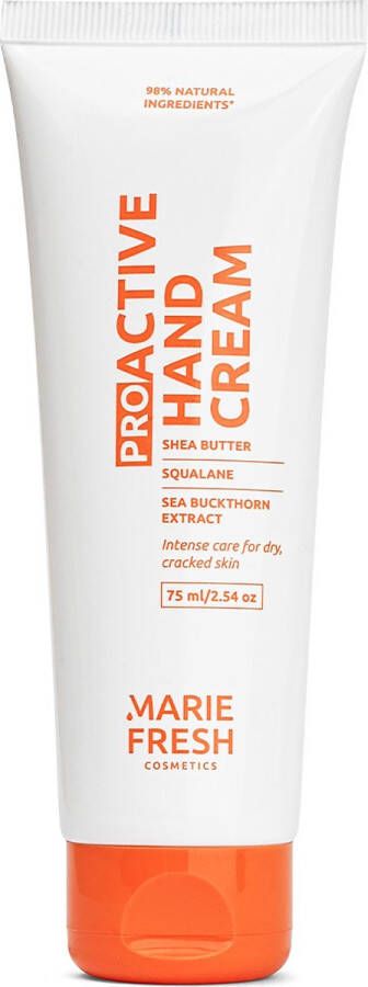 Marie Fresh Cosmetics Proactive hand cream Handcreme droge handen Hydraterend creme Sheya Boter Vitamine E en C Natuurlijke crème 100 ml