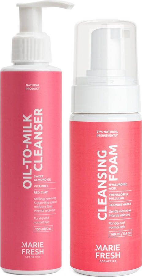 Marie Fresh Cosmetics Reinigingsschuim + Oil cleanser Olie-naar-melk reiniger Skincare voor Normale & Droge Huid Gezichtsreinigers Huidverzorgingsset