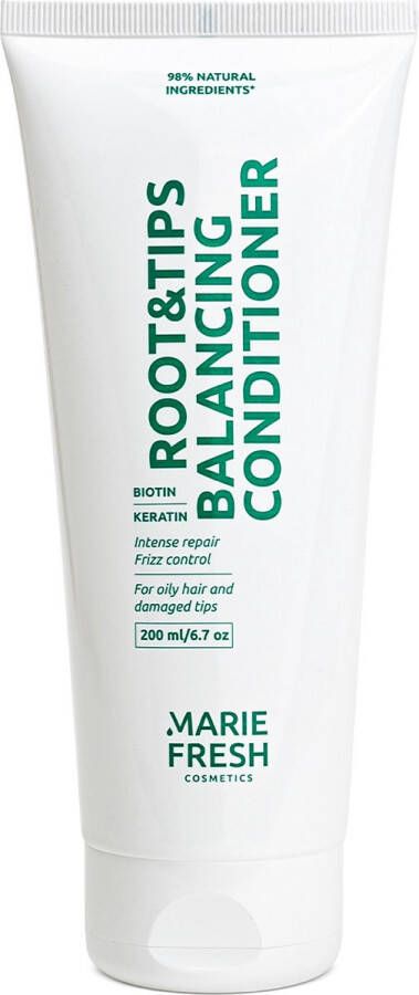 Marie Fresh Cosmetics Root & tips balancing conditioner Balancerende conditioner voor vette wortels en droge uiteinden Natuurlijke conditioner Hydraterende en verzorgende conditioner 200 ml