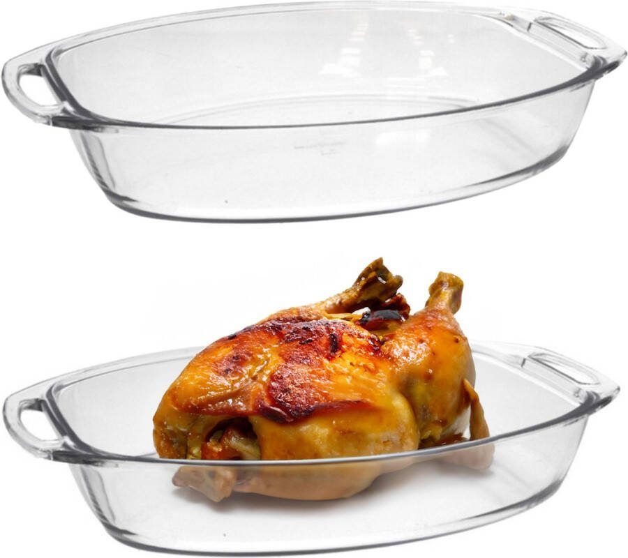 Marinex Ovenschaal van borosilicaat glas 2x ovaal 4.2 Liter 40 x 27 x 7 cm serveerschaal