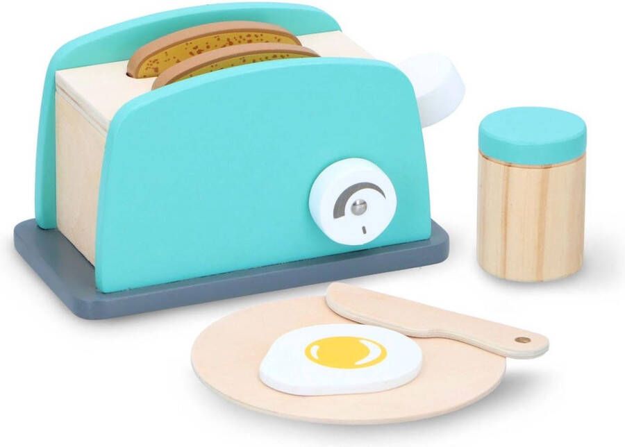 Marionette Wooden Toys Houten Speelgoed Toaster 7 Onderdelen FSC Keurmerk Blauw