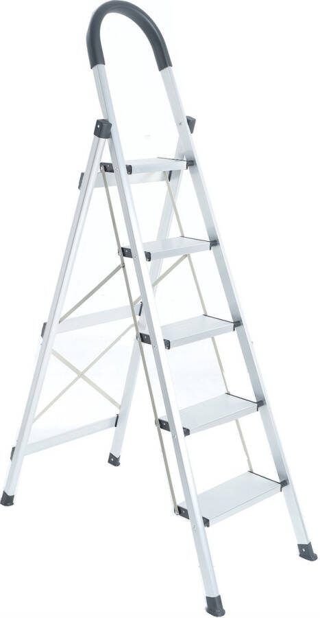 MARK TOOLS Huishoudtrap Keukentrap 5 Treden Huishoudladder Inklapbaar Trapladder Opvouwbaar Anti-Slip