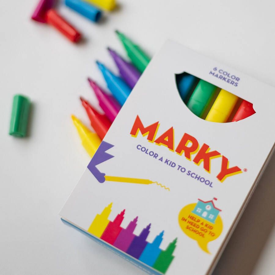 Marky Markers Marky Viltstiften 6 stuks Colour a kid to school