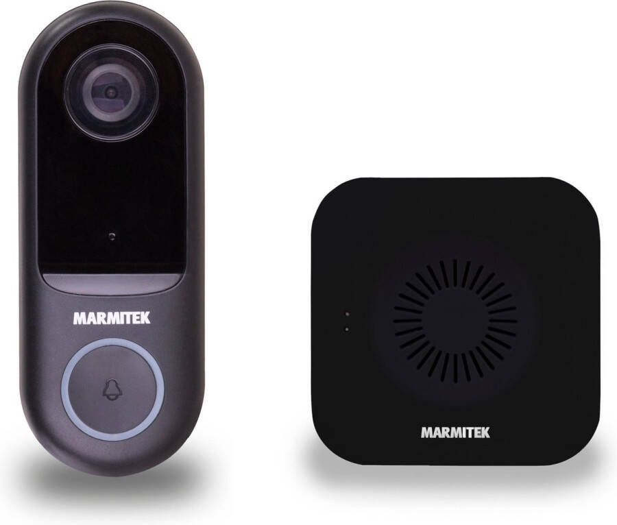 Marmitek promo pack Deurbel met camera draadloos Wifi Buzz LO Deurbel met camera en Wifi Deurbel met camera en Intercom 1080p Werkt met bestaande Bel Inclusief extra gong Zwart