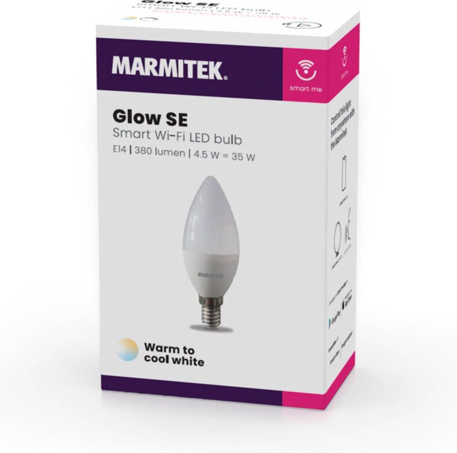 Marmitek Wifi Lamp E14 Glow SE Werkt met Google Home LED lamp E27 Warm tot koud wit instelbaar LED lamp Gloeilamp