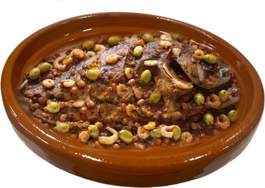 Marocstore.nl Tajine Schaal Aardewerk Kookgerei Handgemaakt Ovenschaal Geschikt voor elk type fornuis Ø 28 cm