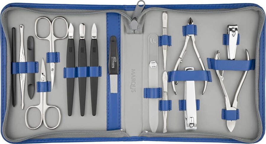 MarQus Manicureset Solingen 16-delige manicure-pedicureset in kunstlederen etui handig en zacht complete set met alles voor hand- en voetverzorging