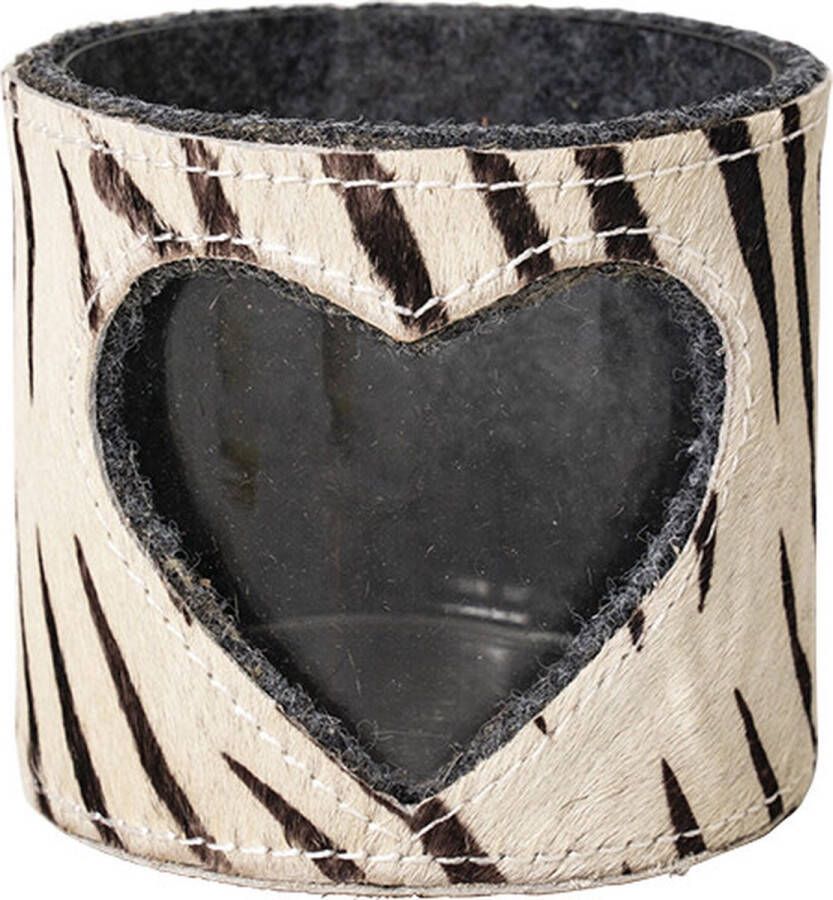 Mars & More Mars en More Windlicht koe hart zebra 10cm
