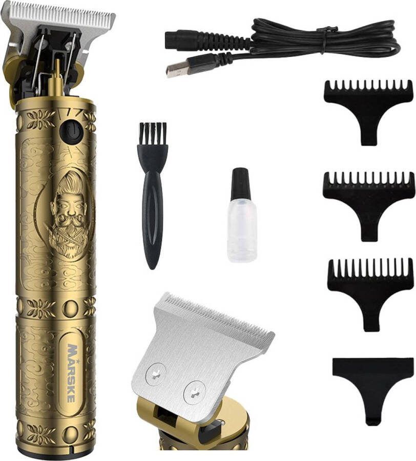 Marske Mãrske Professionele Barber T-blade Trimmer Draadloos Oplaadbaar Inclusief 3 opzetkammen Buddha Trimmer Baardtrimmer