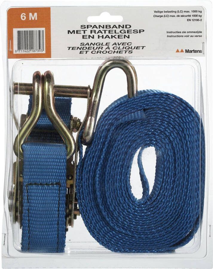 Martens Spanband ratelband met haken 6 meter