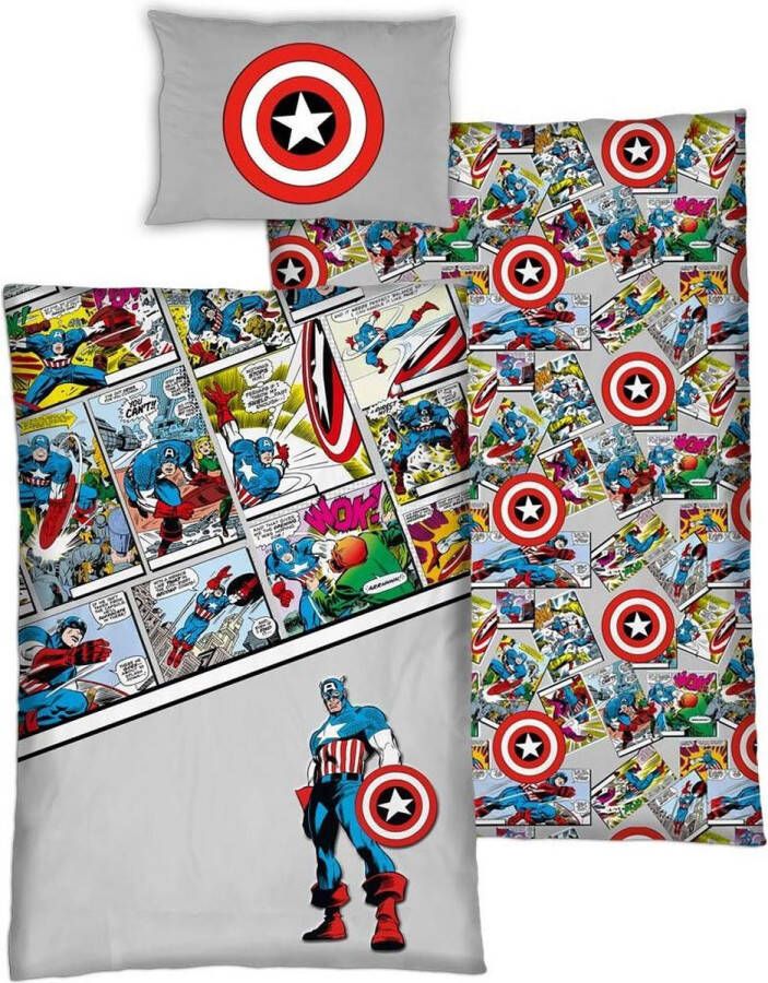 Marvel Avengers Dekbedovertrek Comics Eenpersoons 140 x 200 cm Bio Katoen