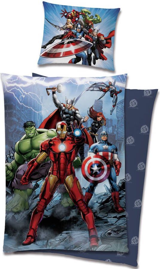 Marvel Avengers Dekbedovertrek Hero Eenpersoons 140 x 200 cm + 65 x 65 cm Katoen