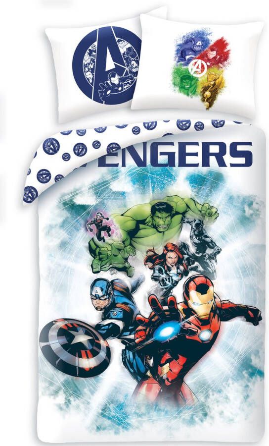 Marvel Avengers Dekbedovertrek Team Eenpersoons 140 x 200 + 70 x 90 cm Katoen