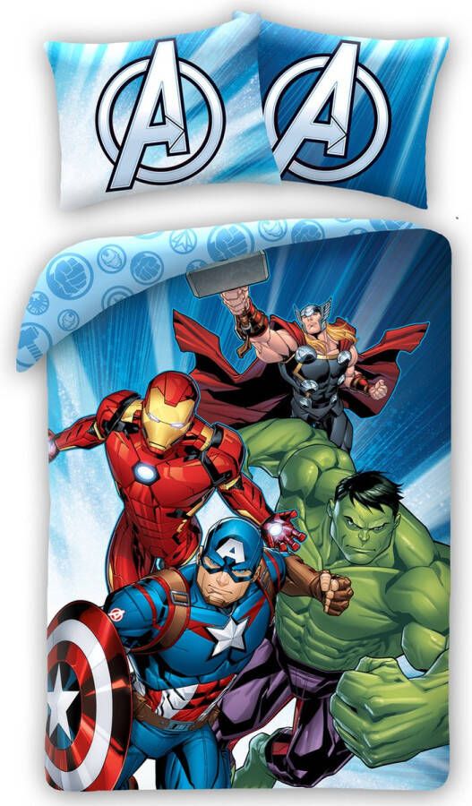 Marvel Avengers Dekbedovertrek Team Power Eenpersoons 140 x 200 cm Katoen