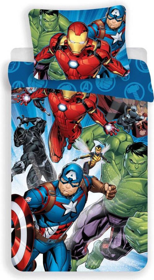 Marvel Avengers Dekbedovertrek Victory Eenpersoons 140 x 200 + 70 x 90 cm Katoen