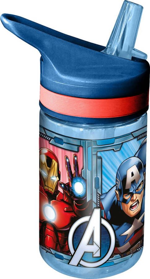 Marvel Avengers drinkfles drinkbeker bidon met drinktuitje blauw kunststof 400 ml Schoolbekers