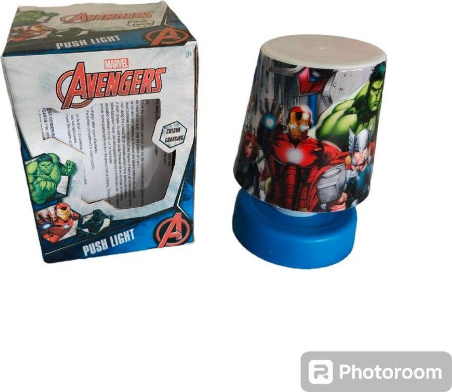 Marvel Nachtlampje druklamp Avengers Rood Blauw Kunststof 8 x 8 x 12 cm Lampje Nachtlampje Hulk Captain America Iron man