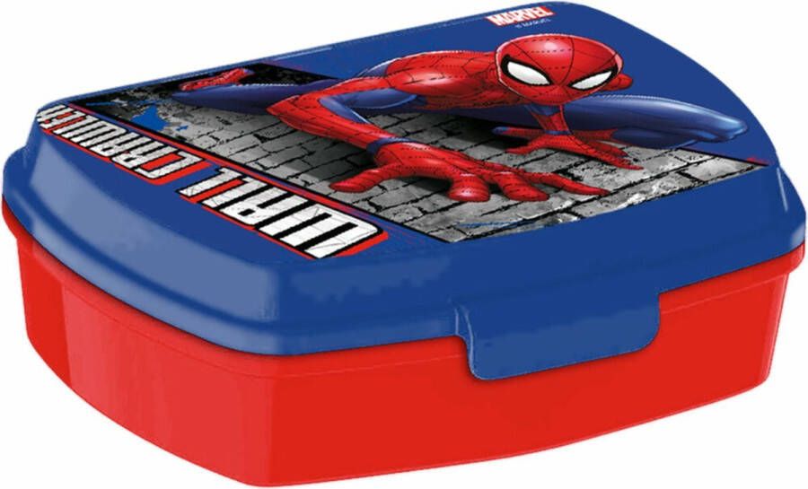 Marvel Spiderman broodtrommel lunchbox voor kinderen rood blauw kunststof 20 x 10 cm Lunchboxen