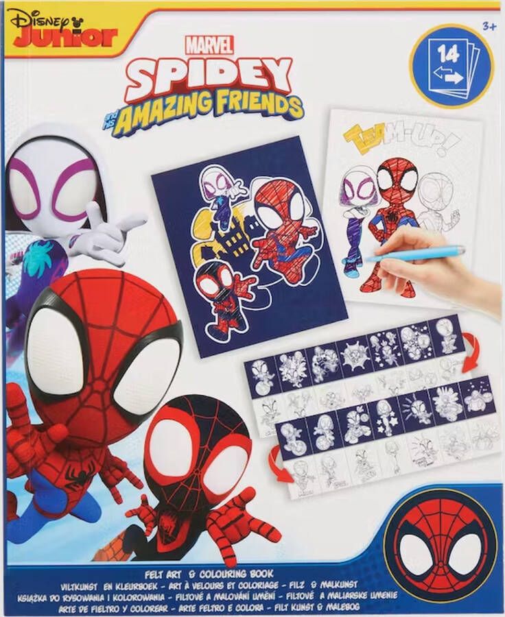 Marvel Spidey Kleurboek met vilt Knutselen voor meisjes Knutselen voor jongens Vilt kleurboek 28 kleurplaten van Spidey en zijn vrienden