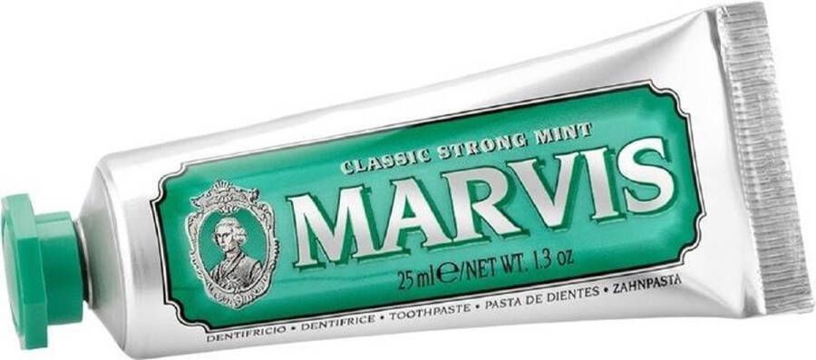 WAYS_ Marvis tandpasta Classic Strong Mint 25 ml zilver groen
