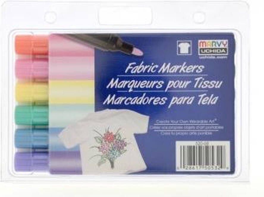 Marvy Uchida Textielstiften Bold Pastel 6 Stuks