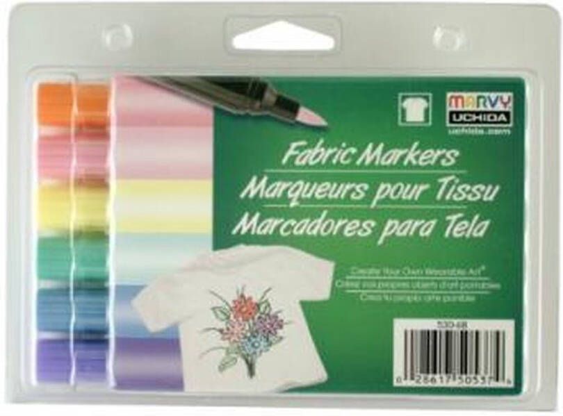 Marvy Uchida Textielstiften Brush Pastel 6 Stuks